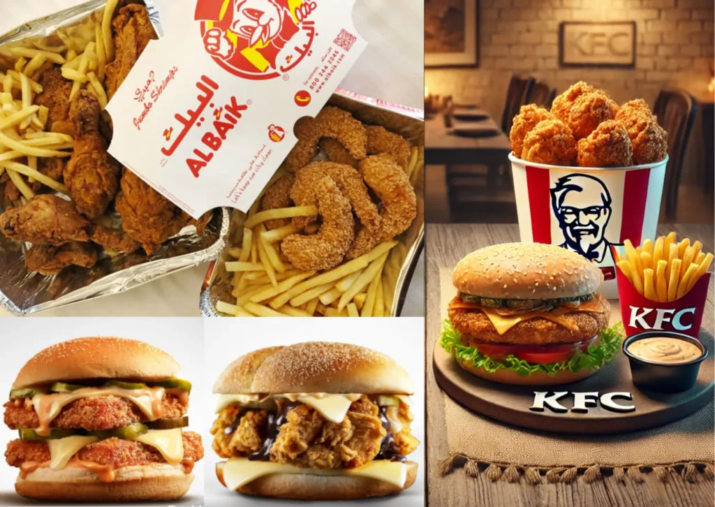 Albaik menu vs. KFC menu