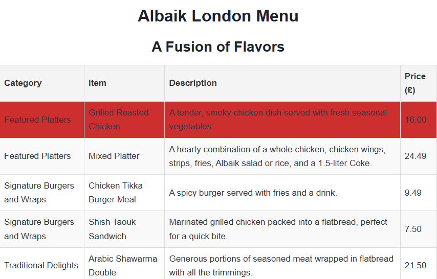 Albaik UK with price