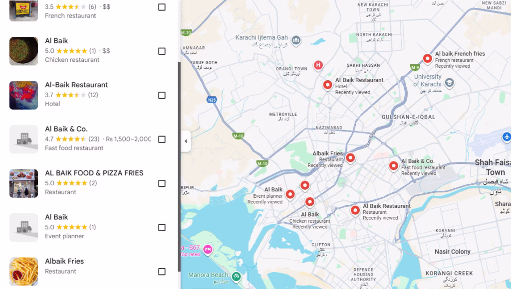 Albaik Locations in Karachi